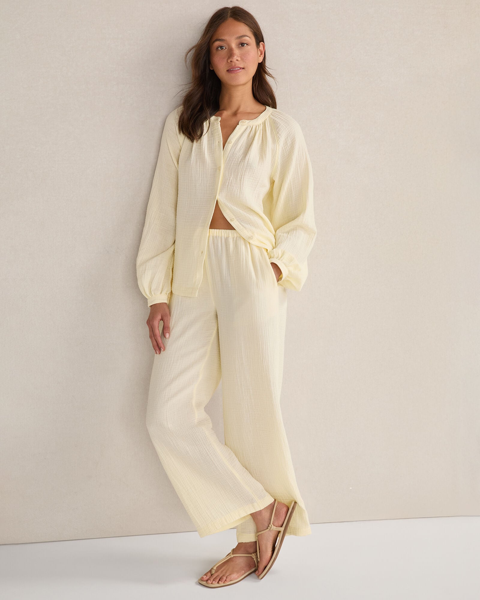 Organic Cotton Gauze Straight Leg Pants