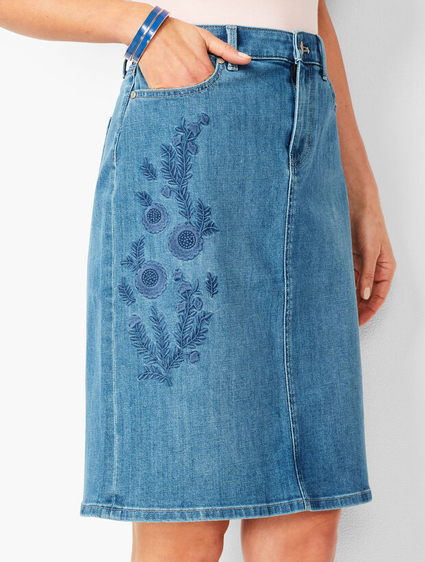Embroidered Denim Skirt