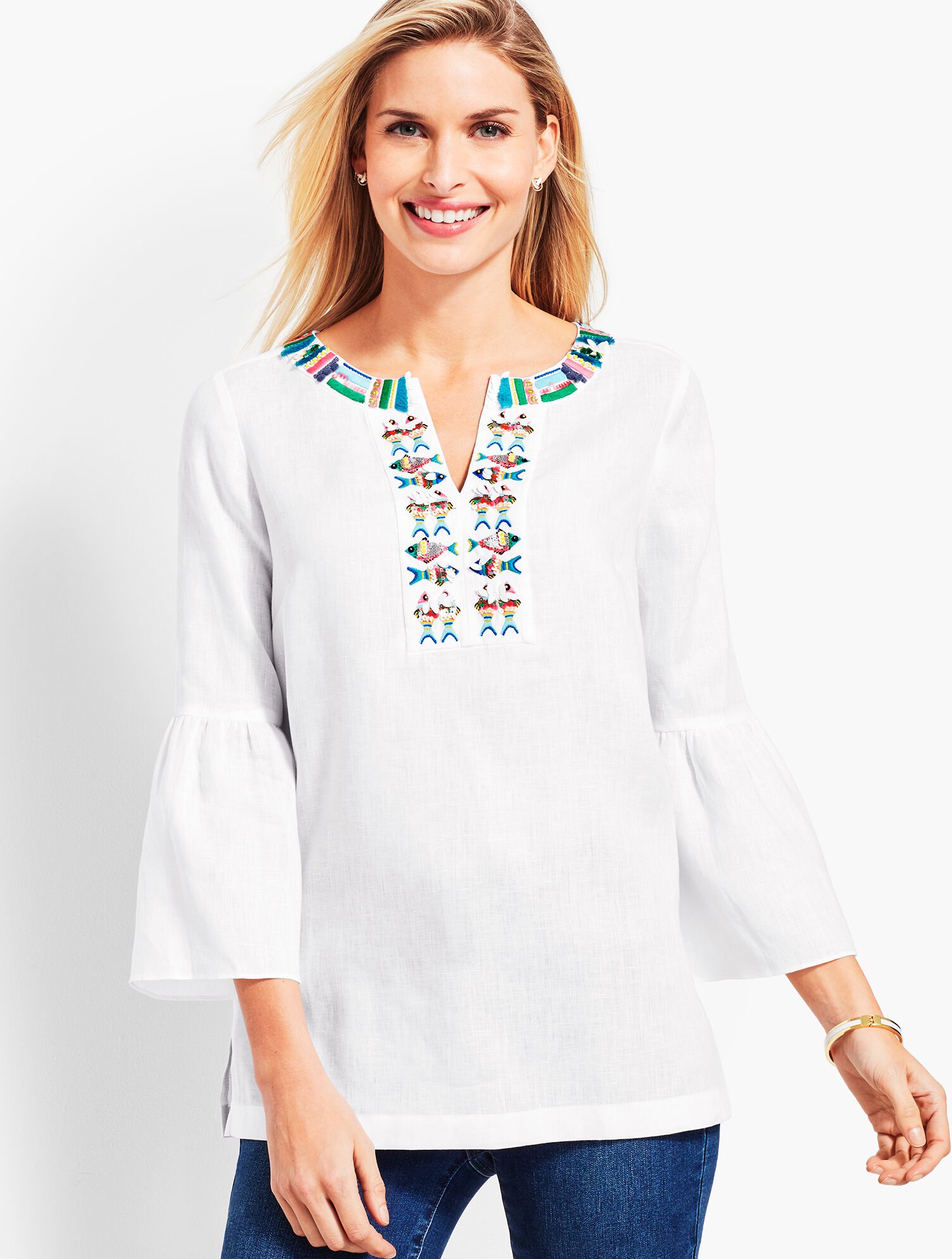 Talbots Tunic Fish Embellished Tunic | Talbots