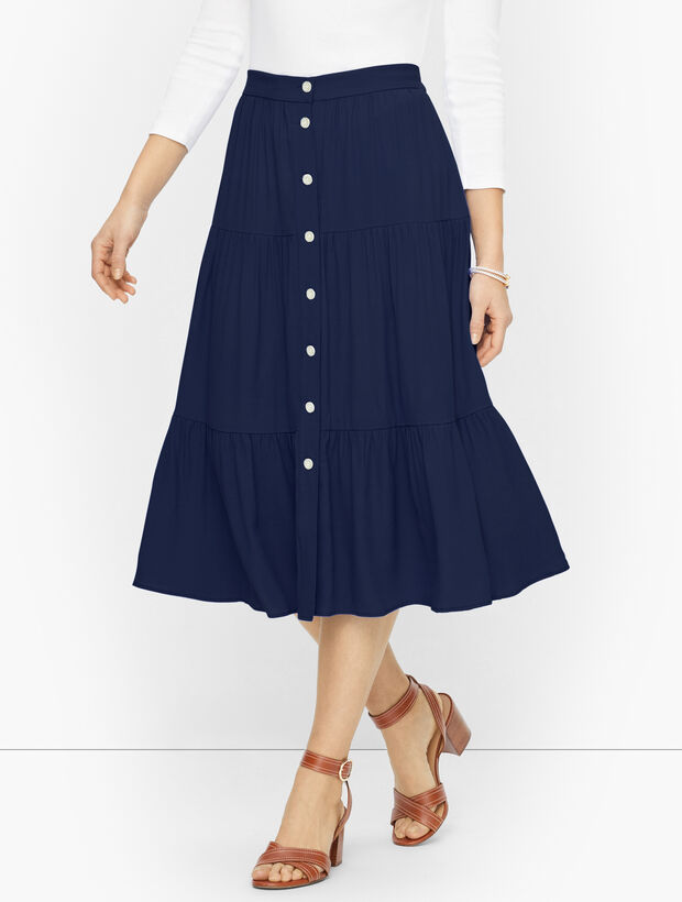 Flowy Tiered Button Down Skirt