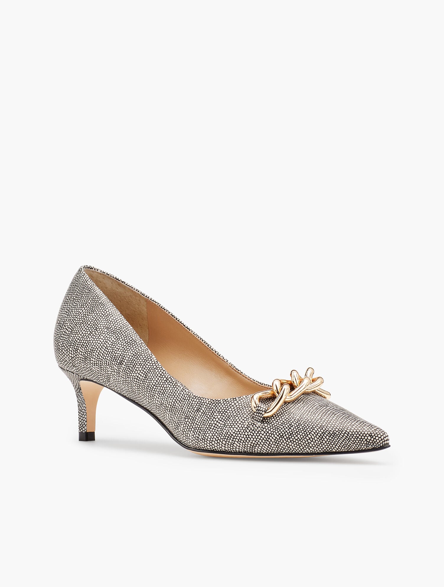 Erica Chainlink Kitten-Heel Pumps