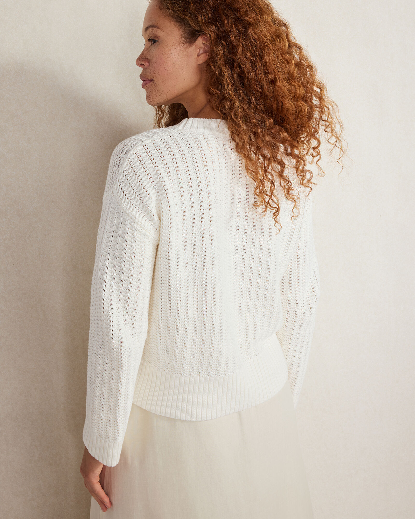 Organic Cotton Open Stitch Crewneck Sweater