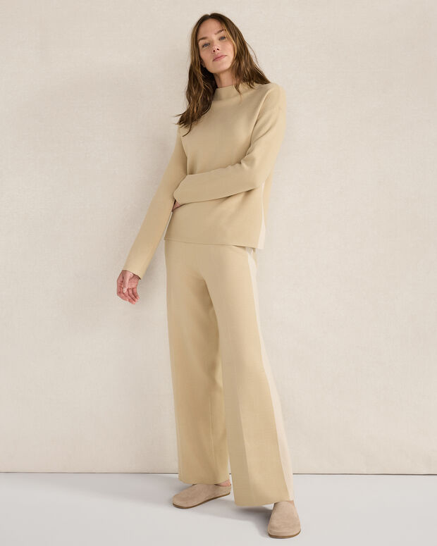 Tuxedo Stripe Funnel Neck Pullover
