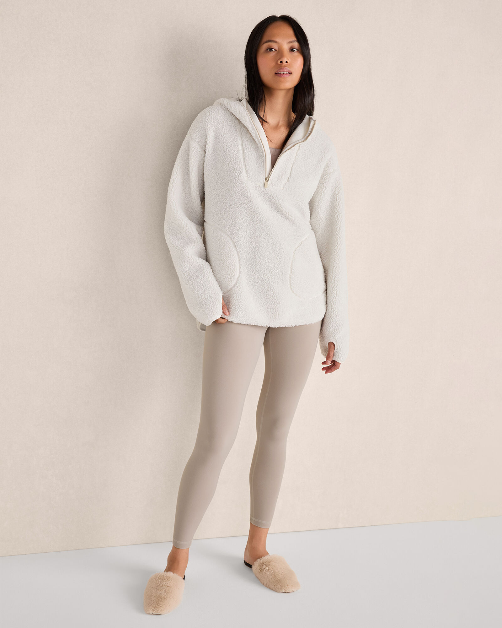 Curly Sherpa Quarter-Zip Hoodie | Haven Well Within