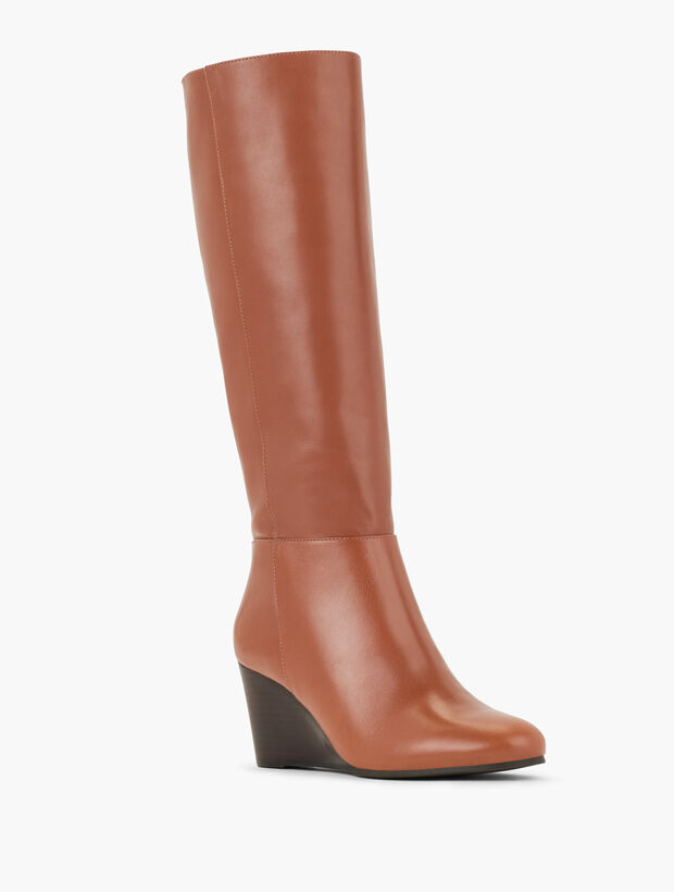 Lilia Tall Leather Wedge Boots