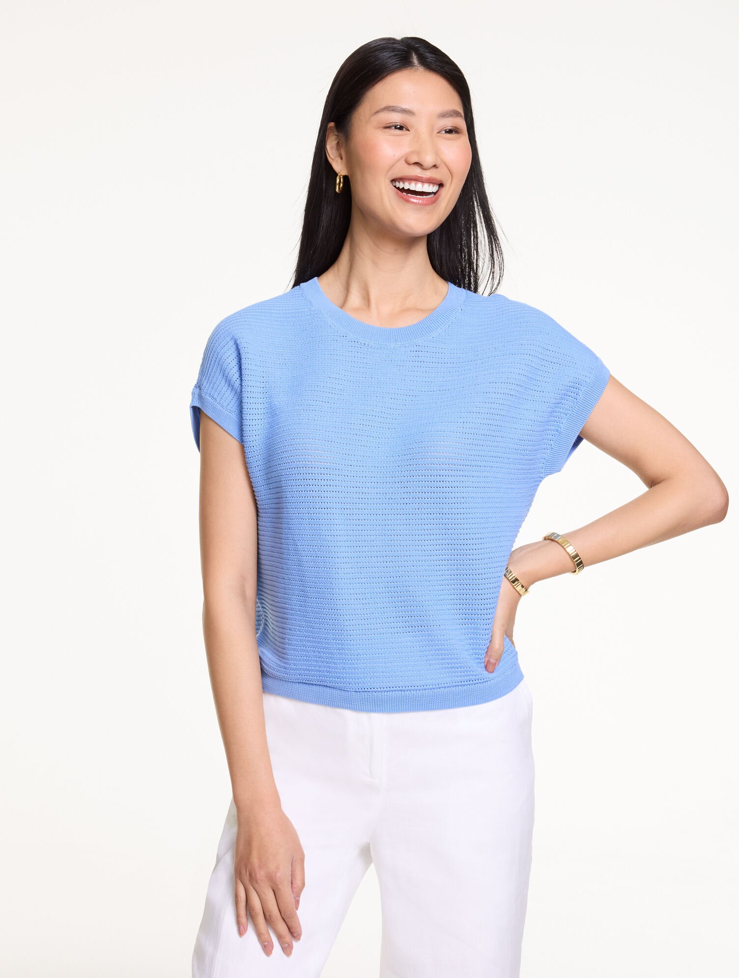 Extended Shoulder Crewneck Sweater
