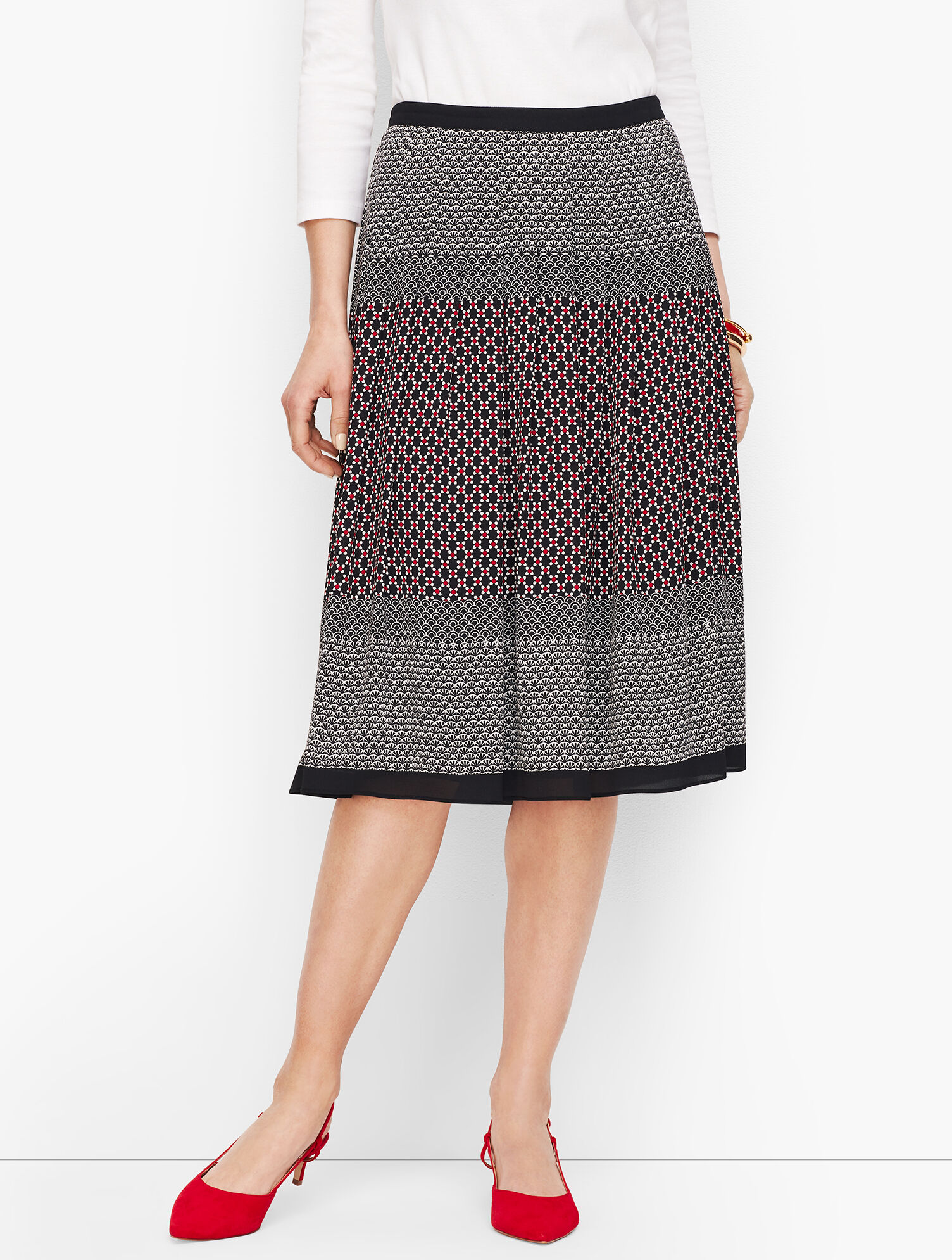 Geo Print Pleated Full Skirt