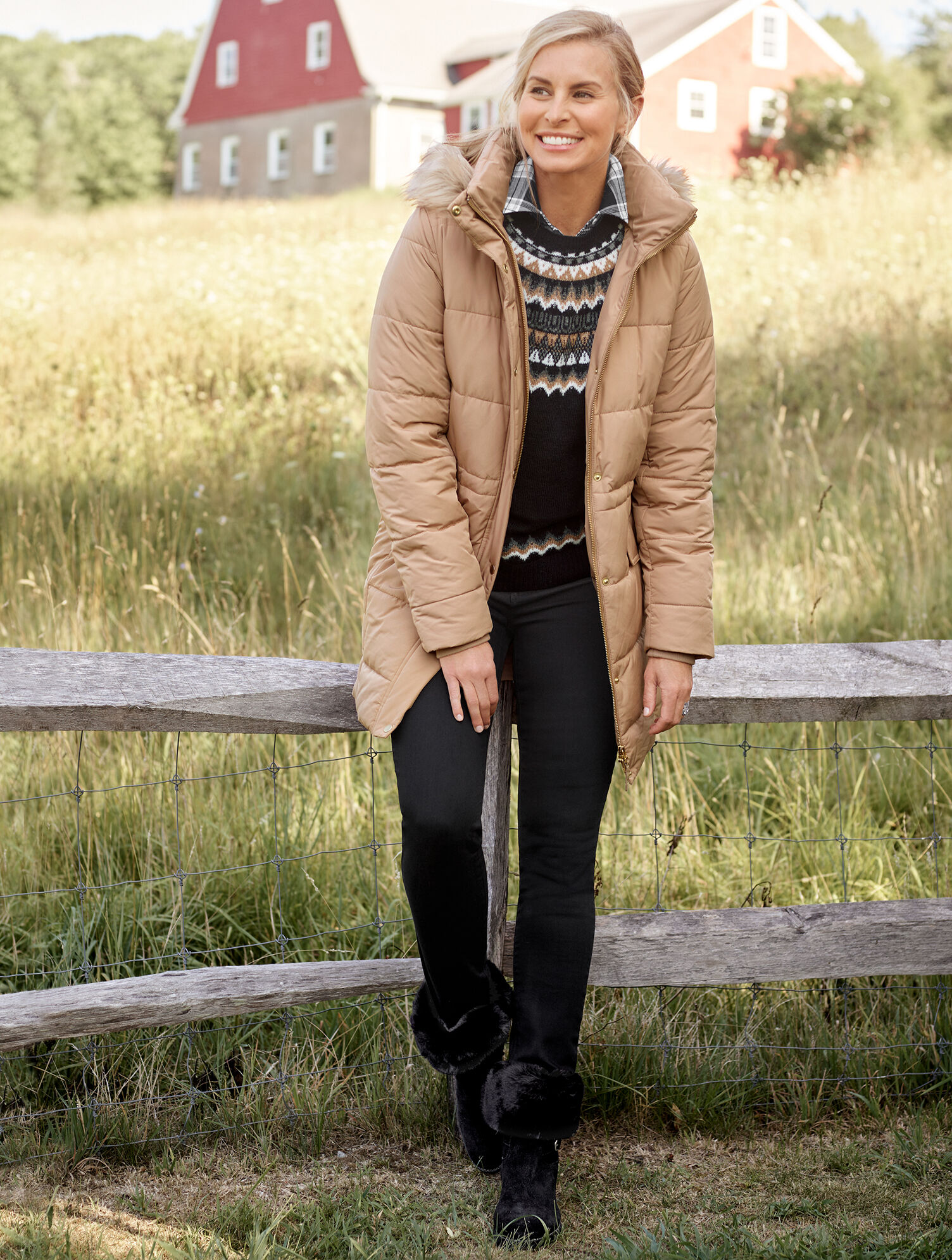 Fuzzy Fair Isle Raglan Sweater