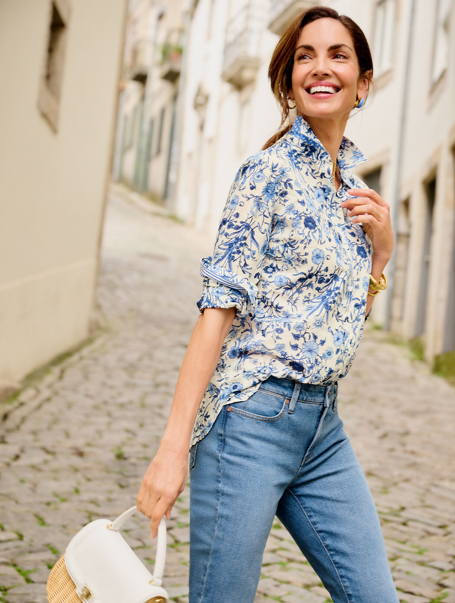Cotton Button Front Shirt - Whimsical Garden