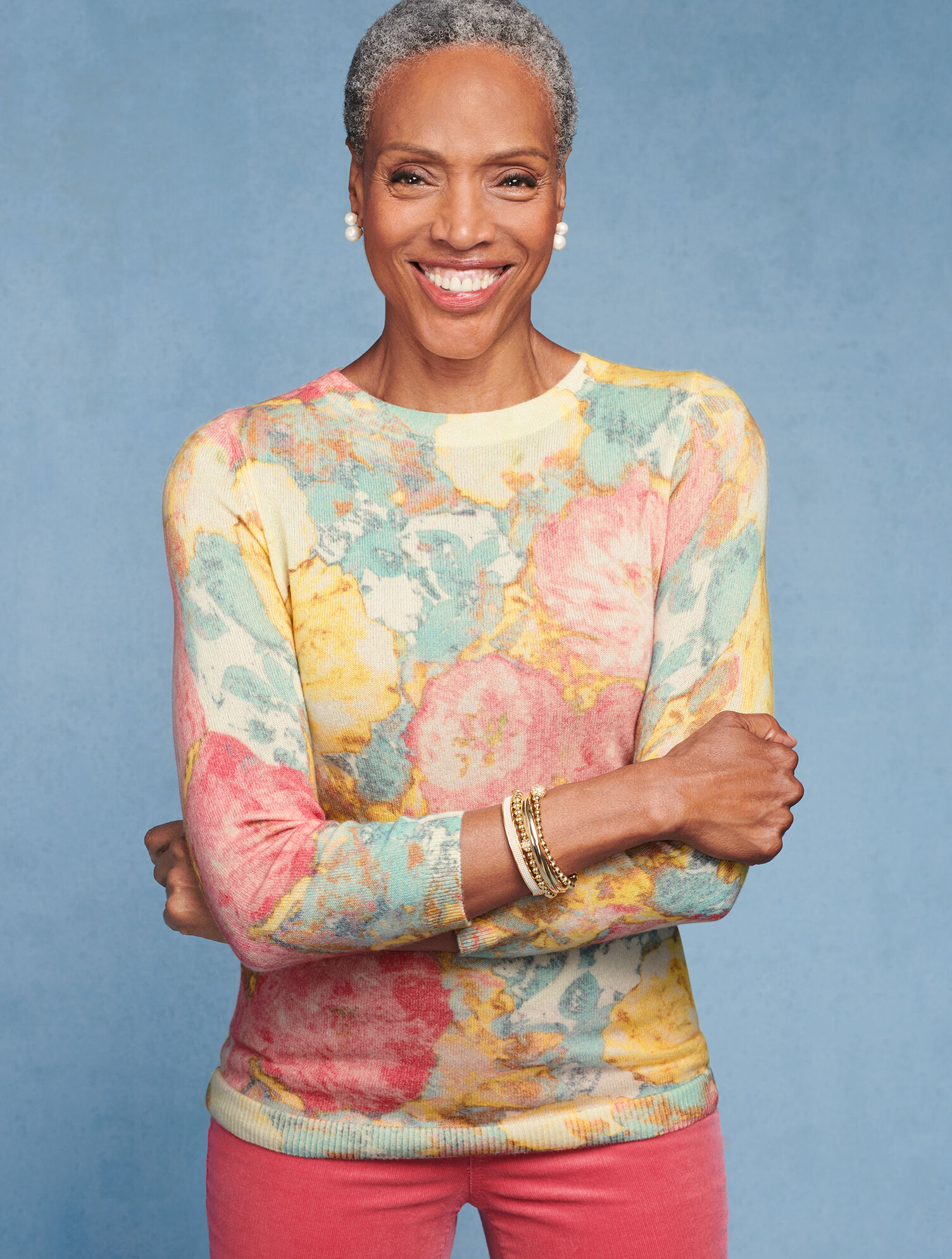Audrey Cashmere Sweater - Blurred Floral