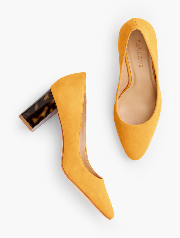 Kelsey Block-Heel Pumps - Suede