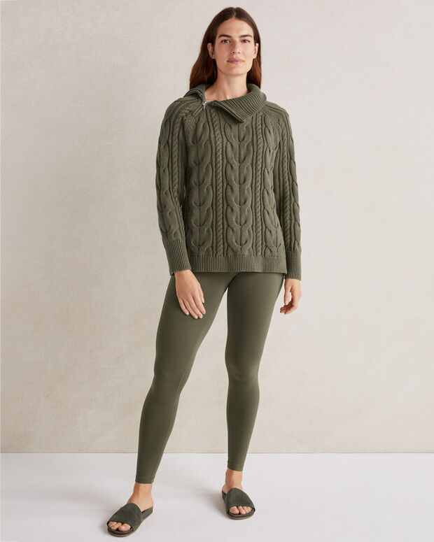 Side Zip Cable Knit Sweater