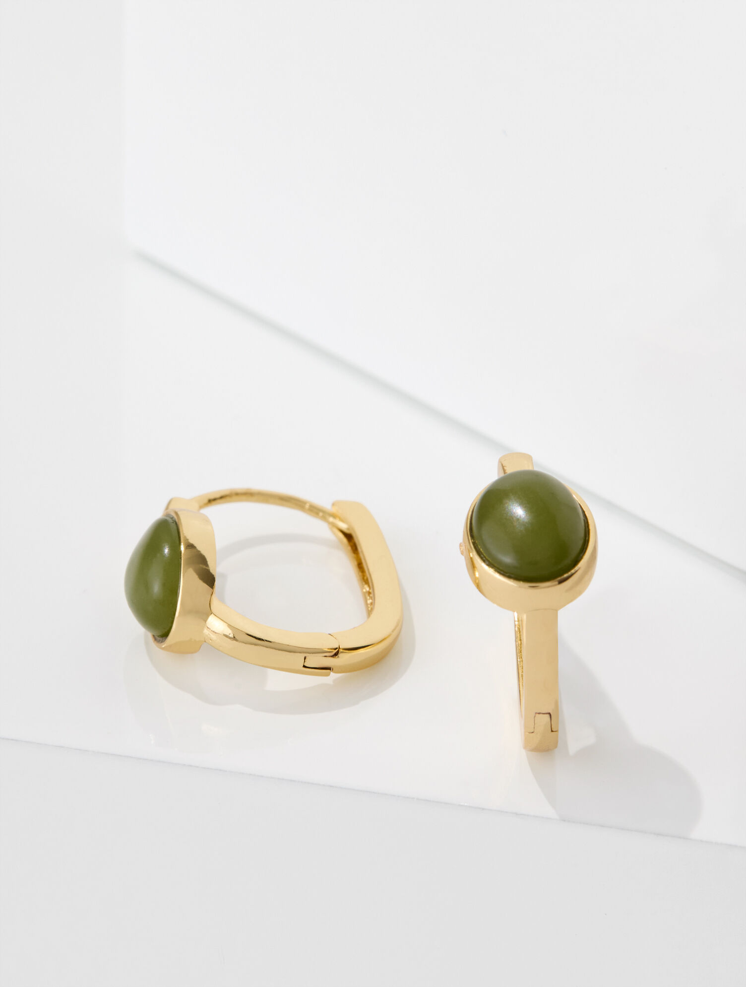 Cabochon Hoop Earrings