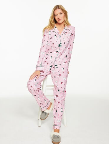 Cotton Flannel Pajama Set - Christmas Dogs