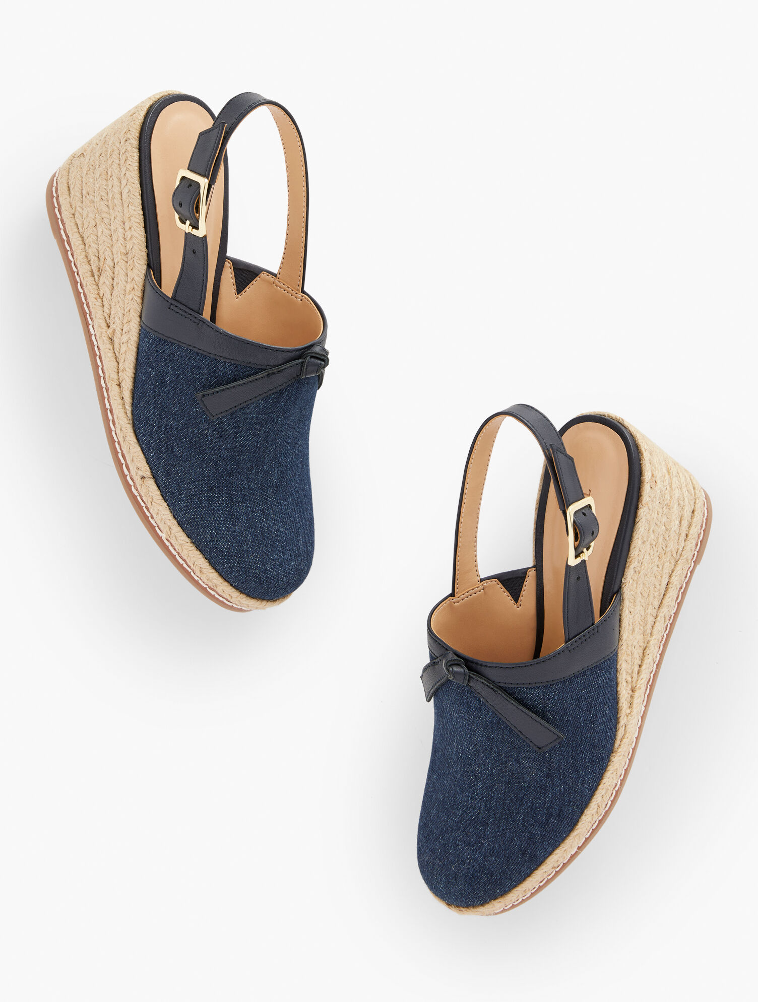 Saylor Bow Denim Wedge Sandals