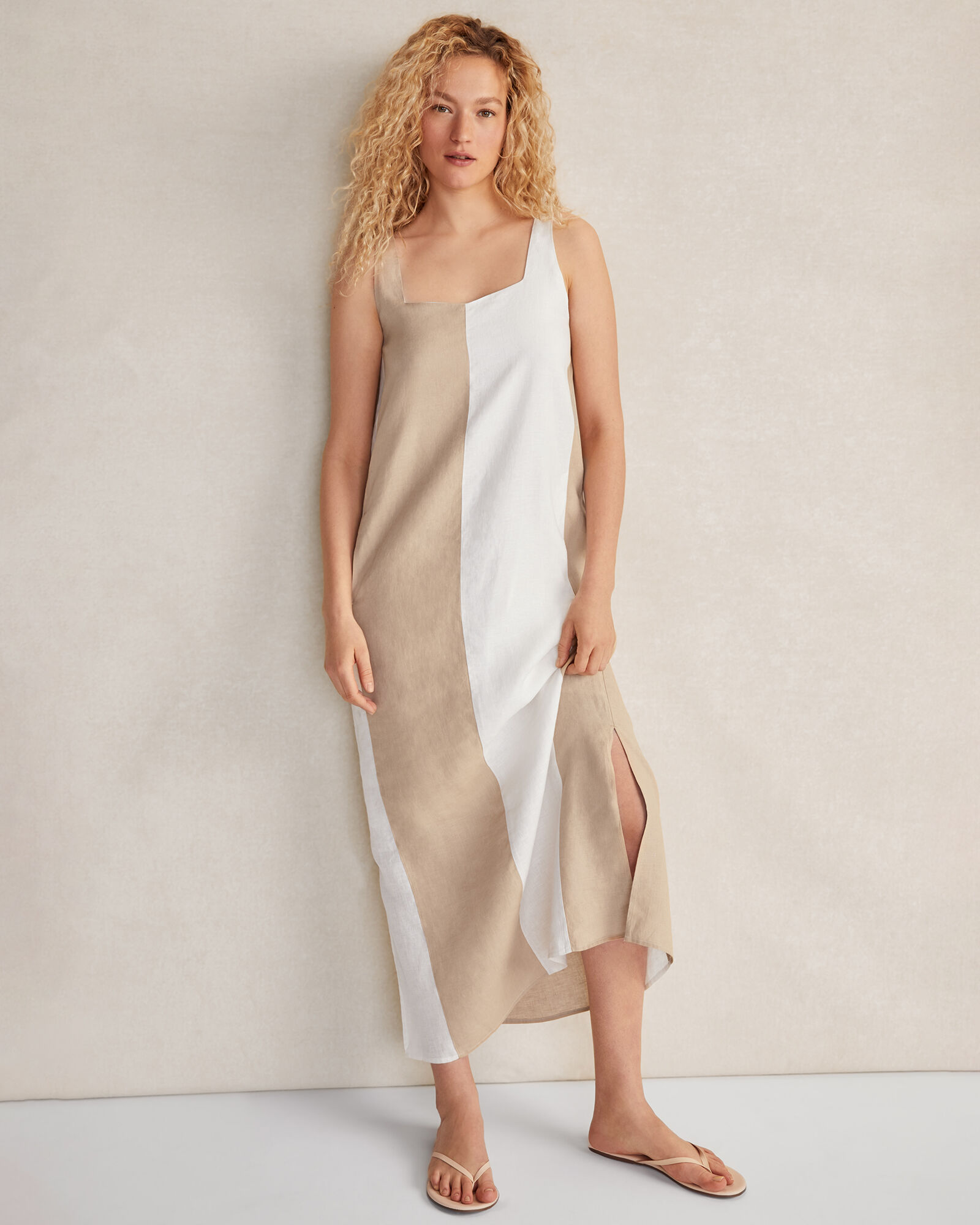 Linen Colorblock Dress