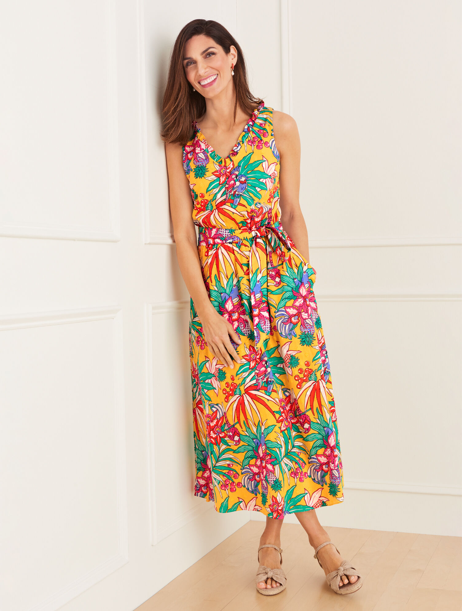 Smocked Belted Fit &amp; Flare Dress