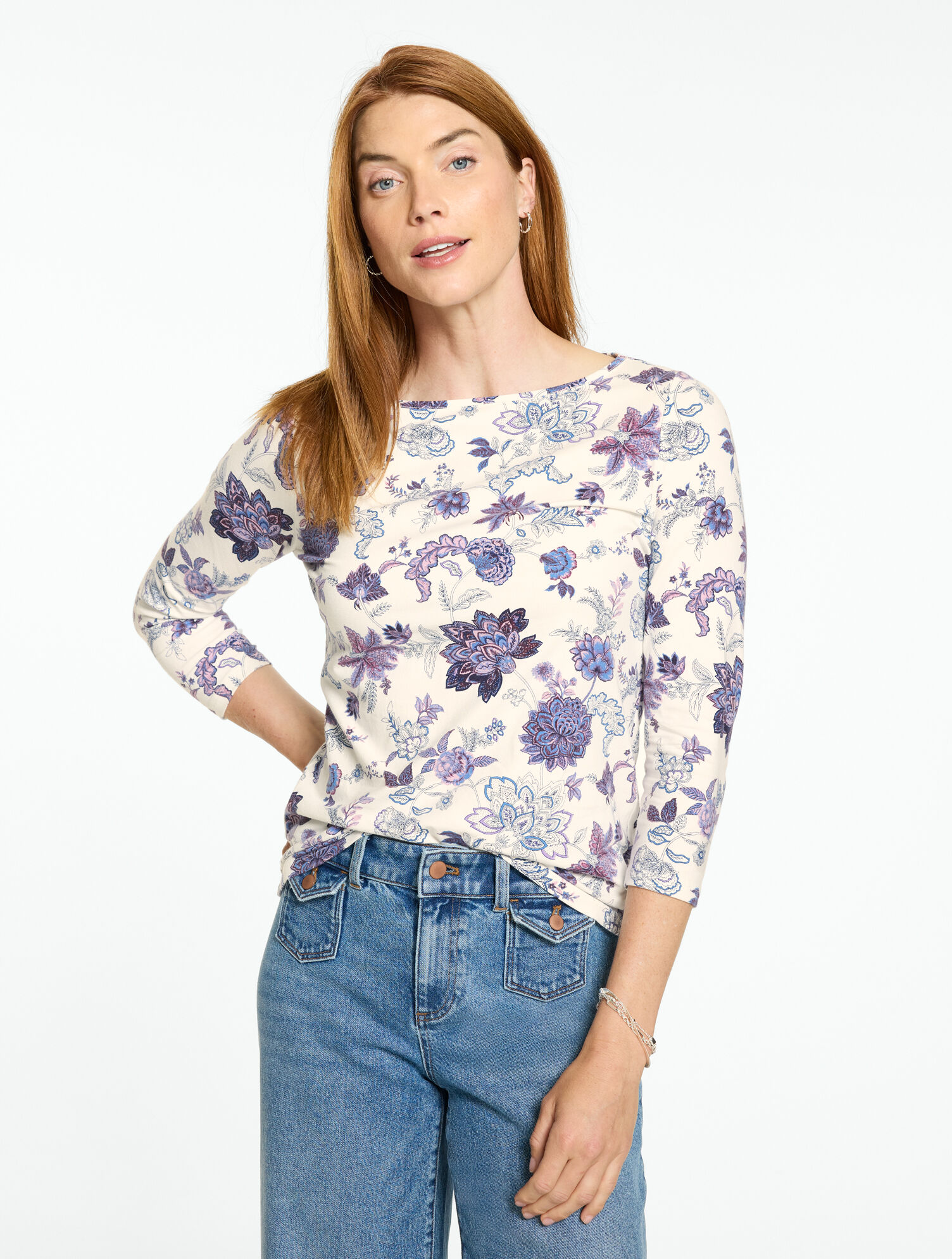 Bateau Neck Tee - Etched Toile