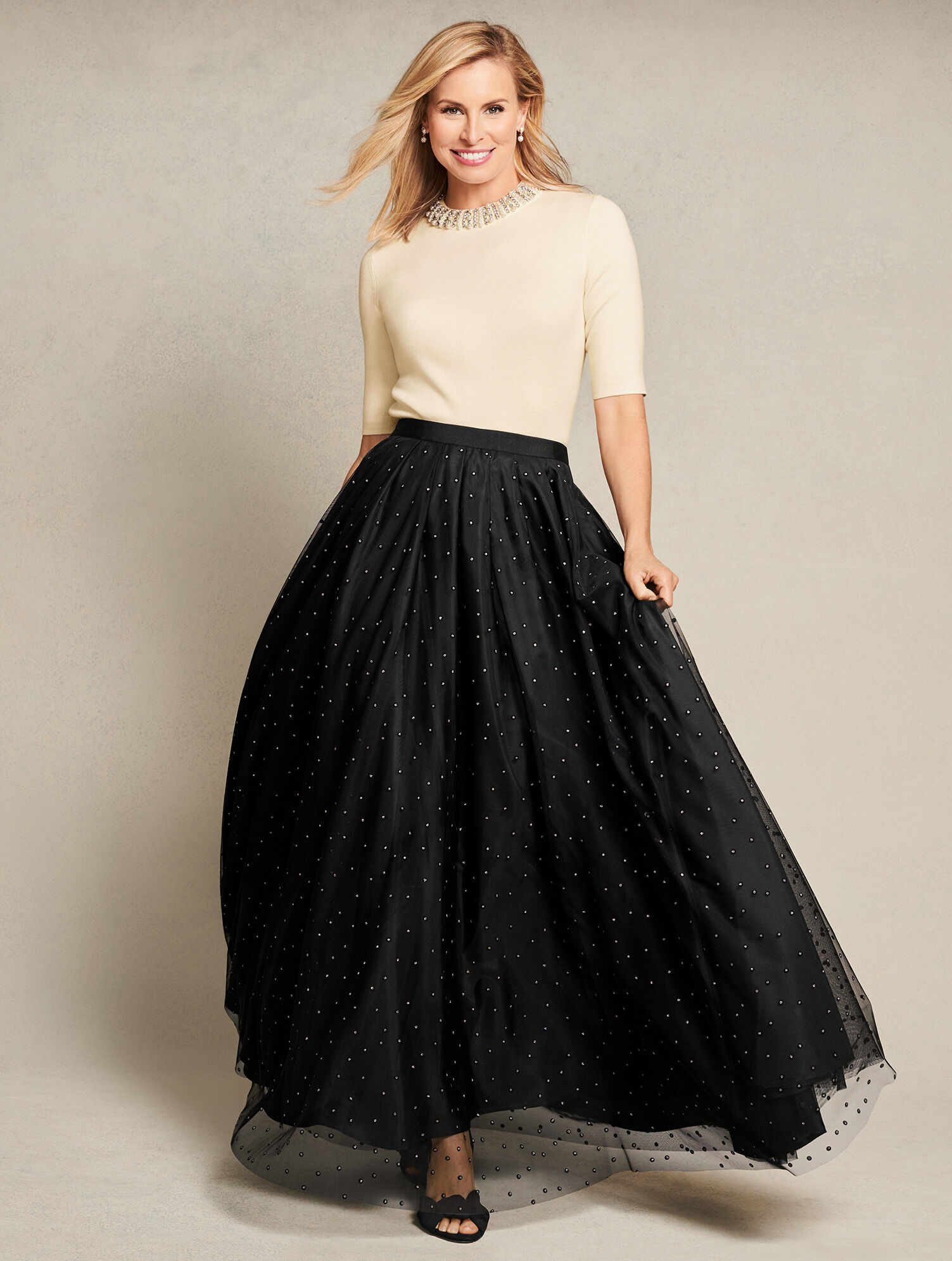 Dot Mesh Ballgown Skirt