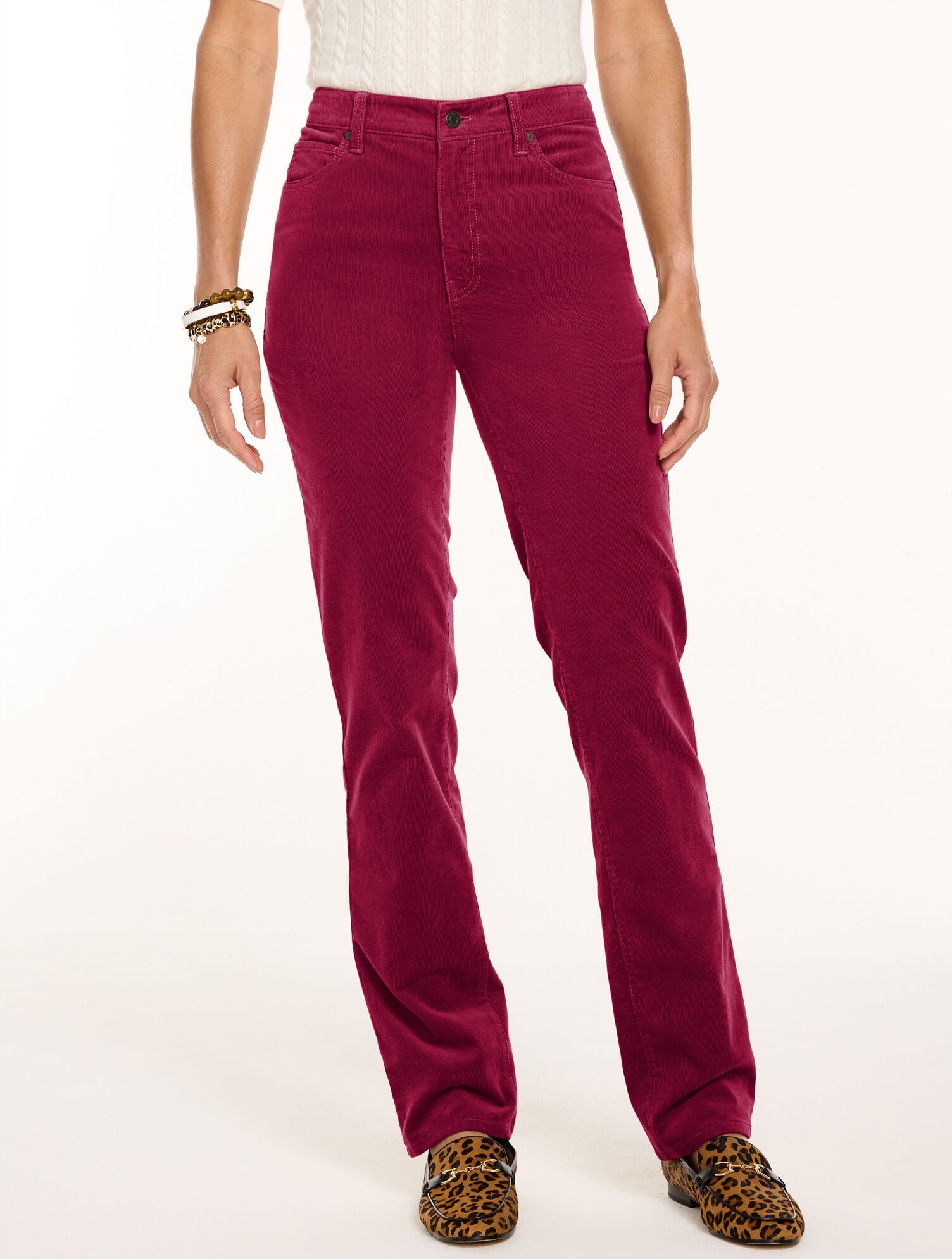 Stretch Corduroy Straight Leg Pants - Curvy Fit