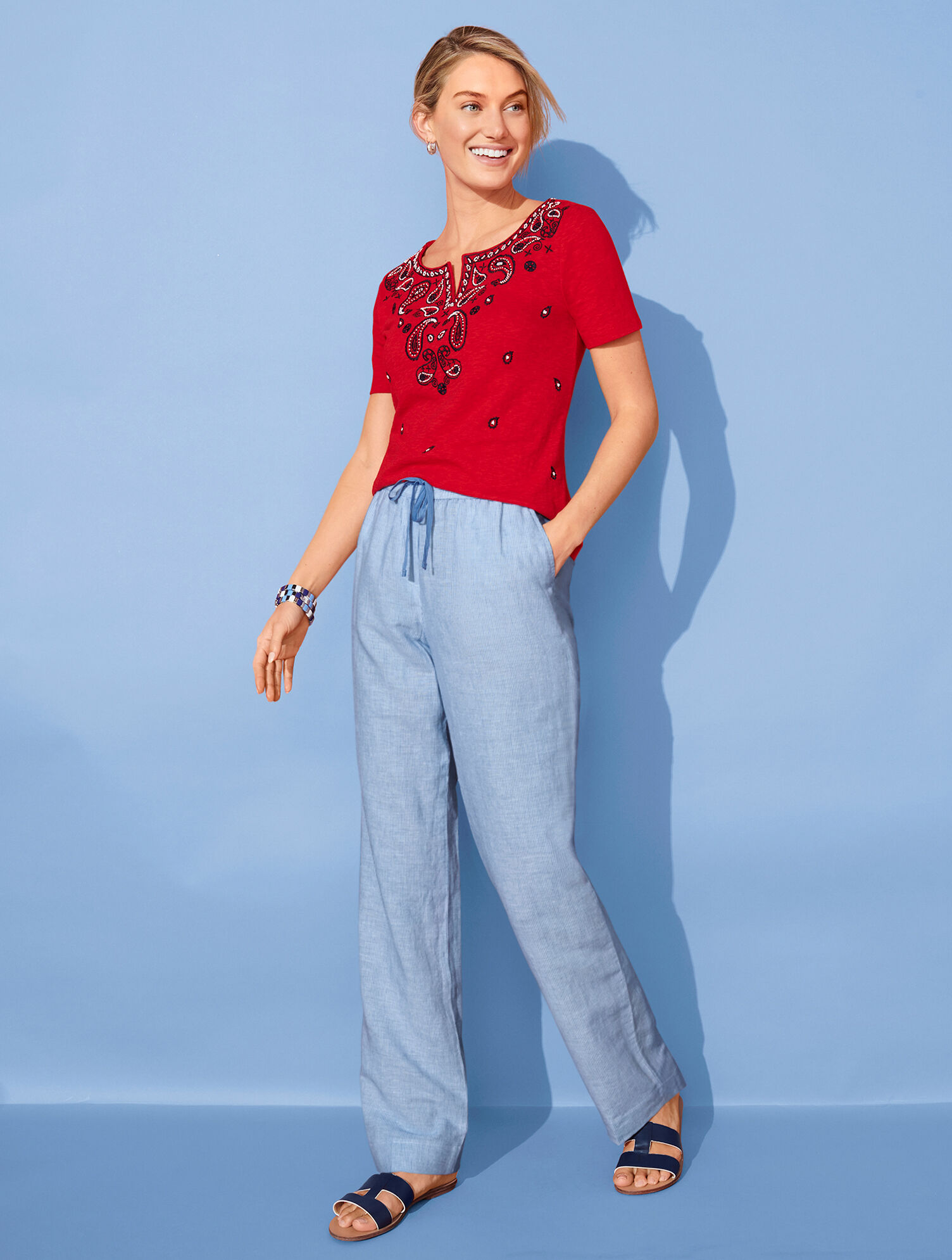 talbots split neck tee