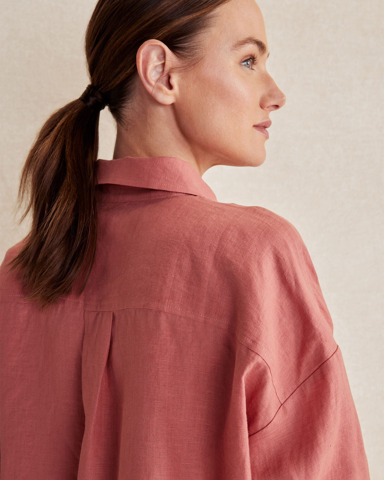Common Need Exclusive Linen Boxy Resort Shirt Pastel Pink