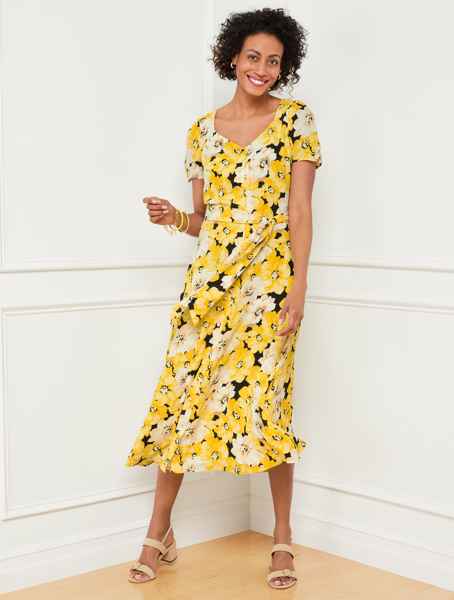 Stretch Crepe Midi Dress - Pippy Poppies
