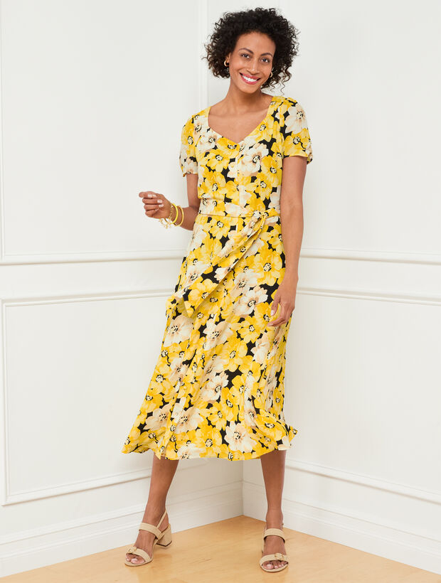 Stretch Crepe Midi Dress - Pippy Poppies