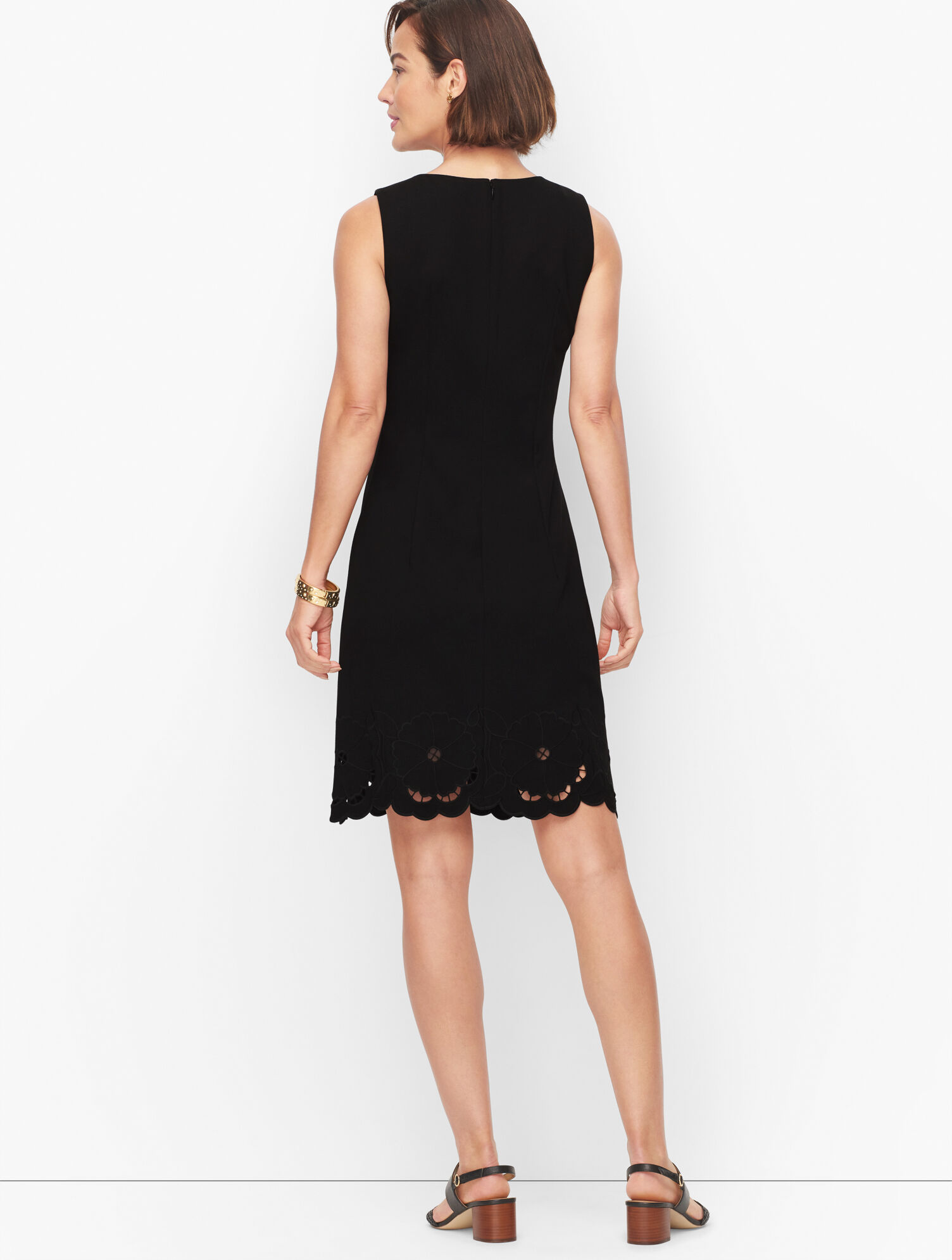 Embroidered Ponte Knit Shift Dress