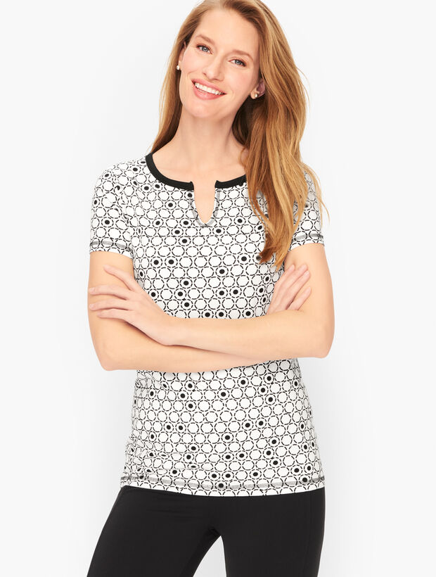 Cap Sleeve Fresh Jersey Tee - Dotted Circles