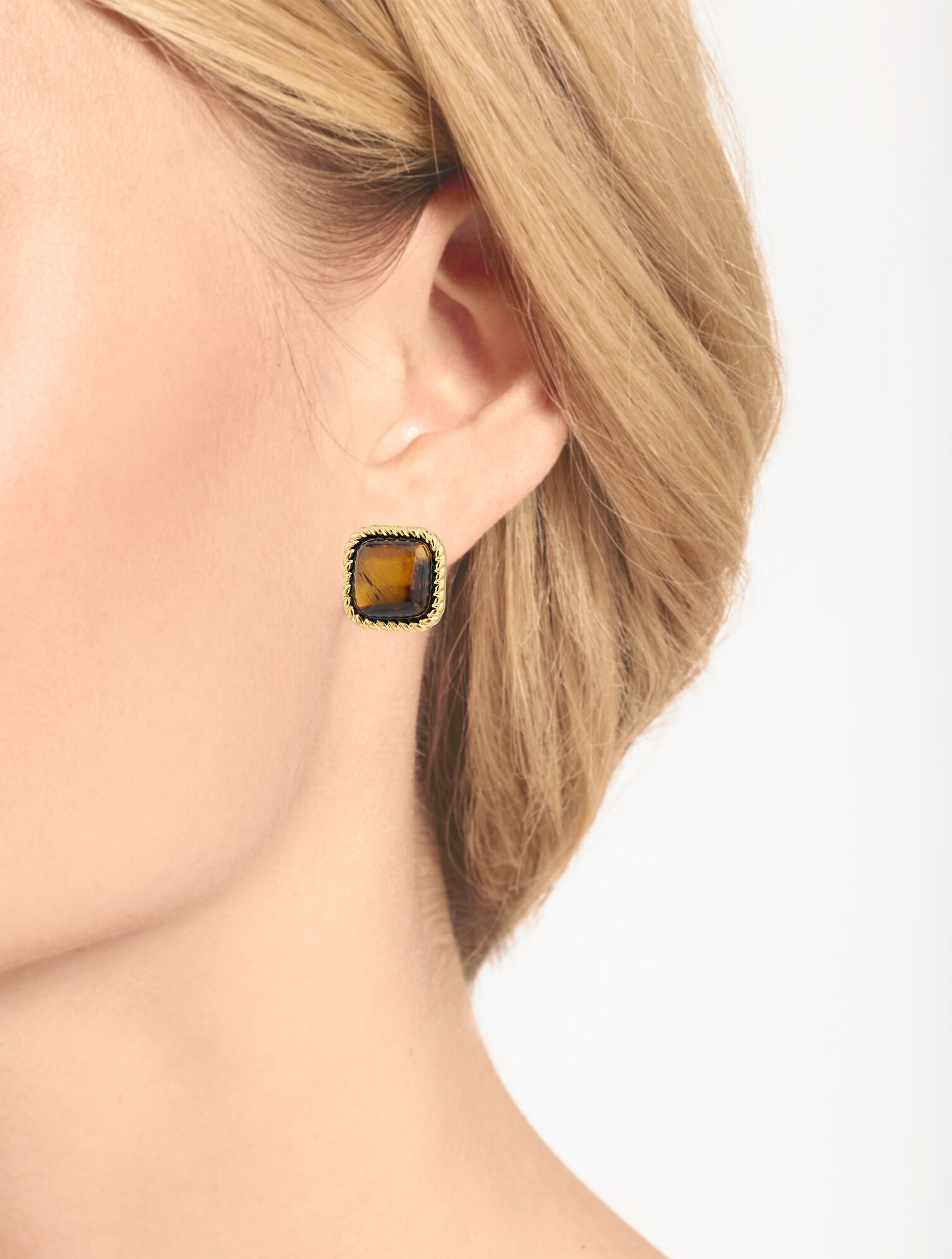 Tiger's Eye Stud Earrings