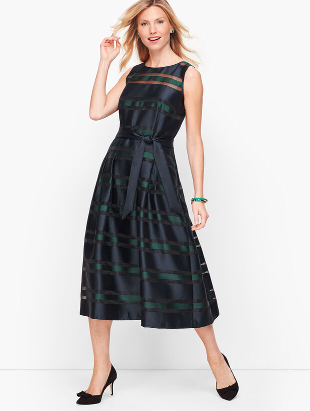 Sheer Stripe Fit &amp; Flare Dress