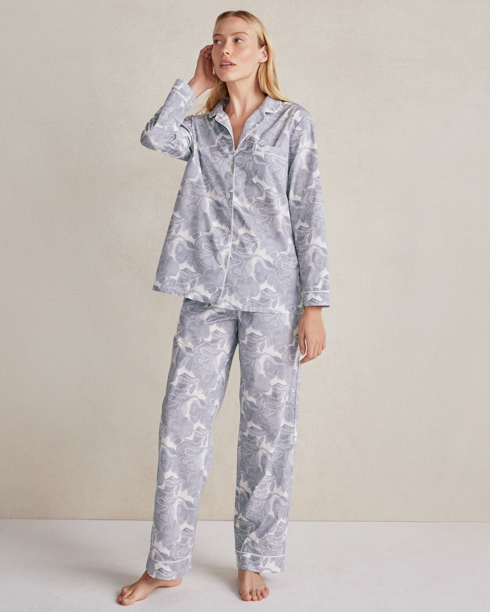 Organic Cotton Poplin Botanical Pajama Pants