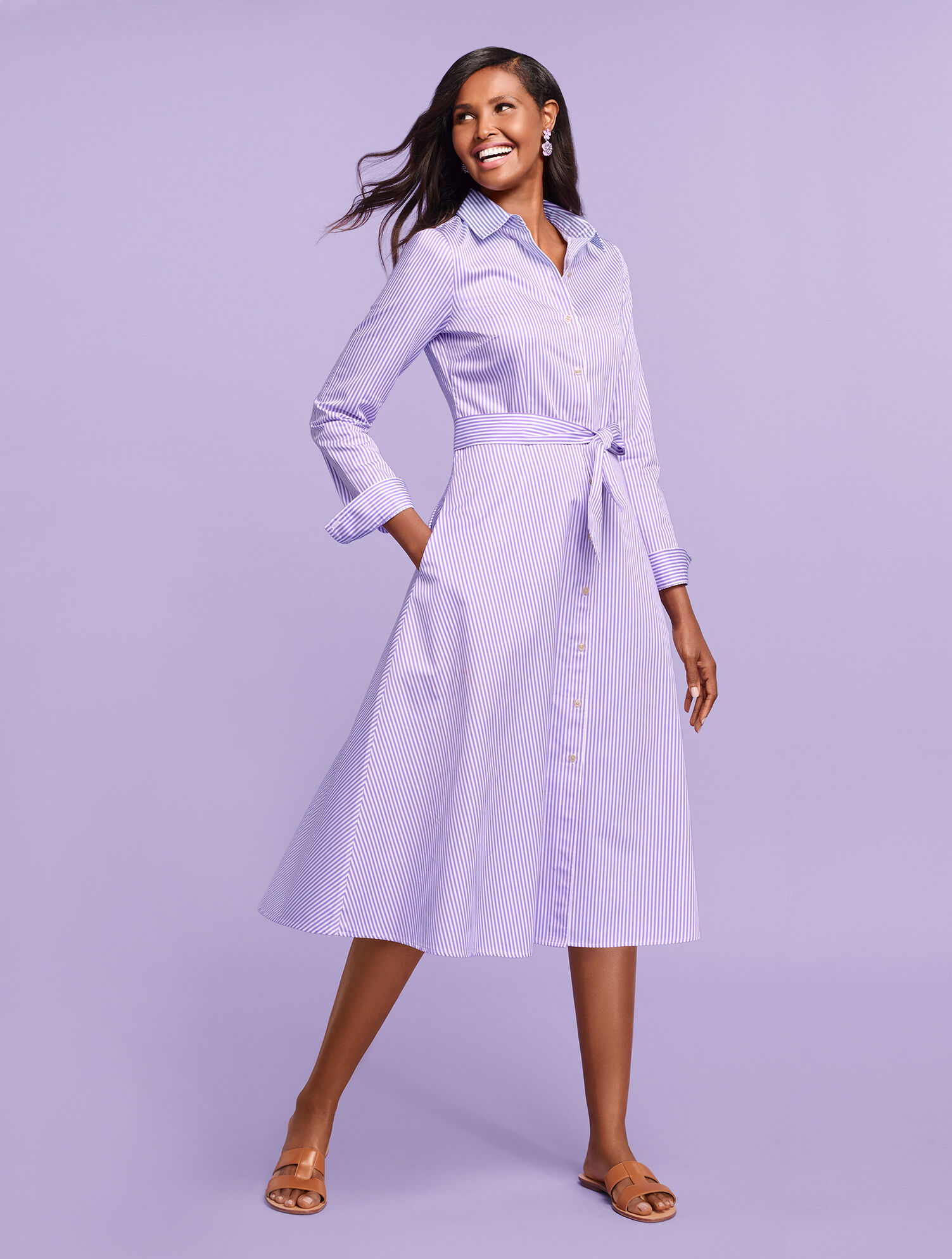Cotton Stripe Shirtdress | Talbots