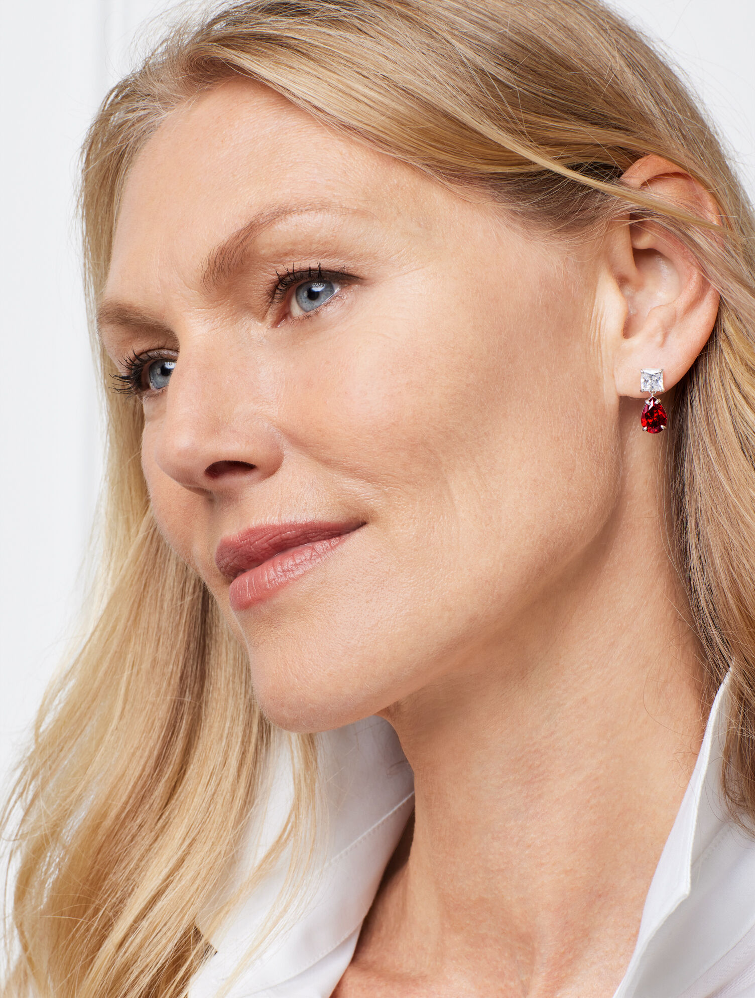 Sterling Silver Classic Red Drop Earrings 