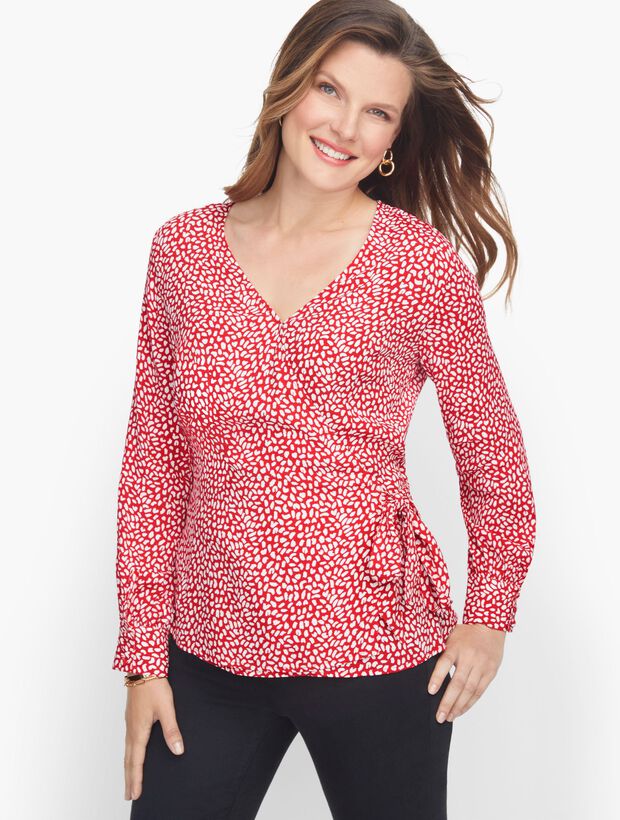 Faux Wrap Leopard Print Blouse