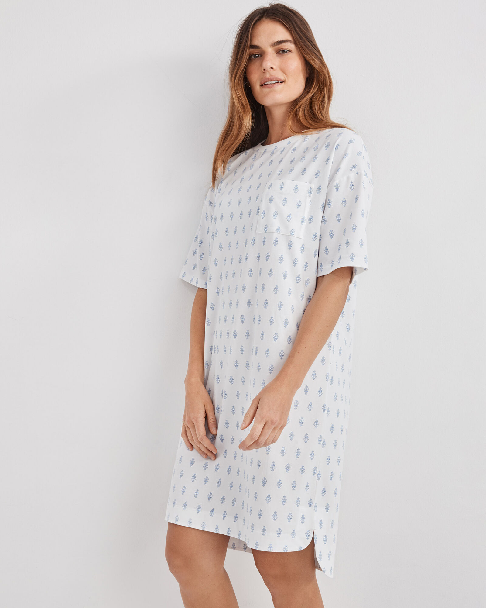 Organic Cotton Jersey Paisley Foulard Sleep Dress