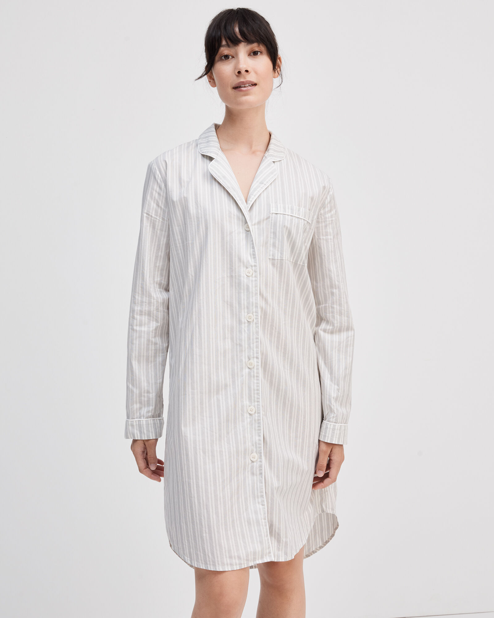 Organic Cotton Poplin Clavier Stripe Sleep Shirt | Haven Well Within