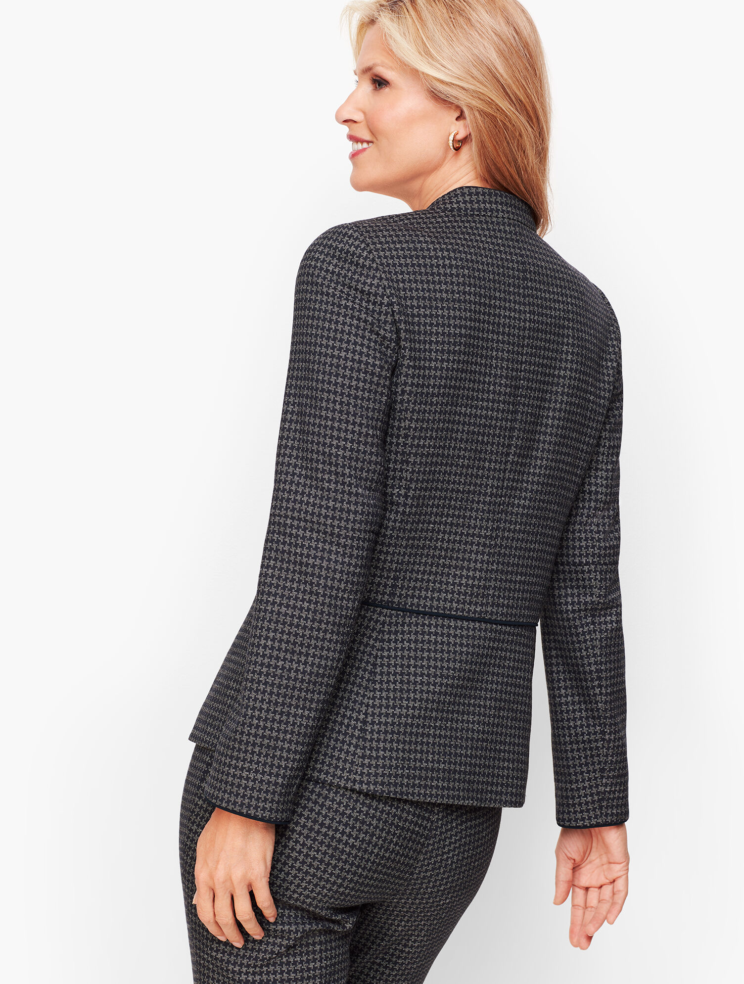 Stretch Houndstooth Tweed Jacket