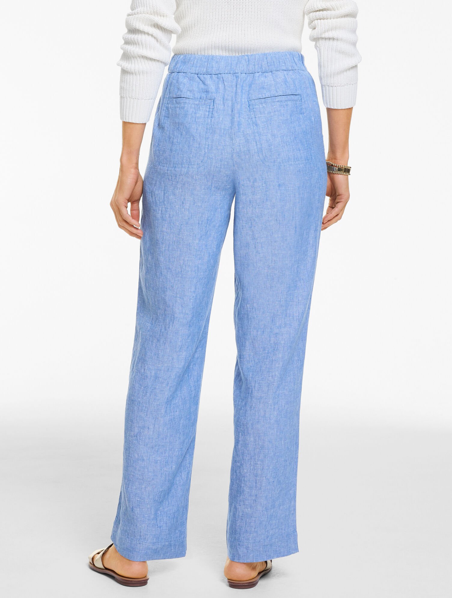 Washed Linen Wide Pull-On Pants