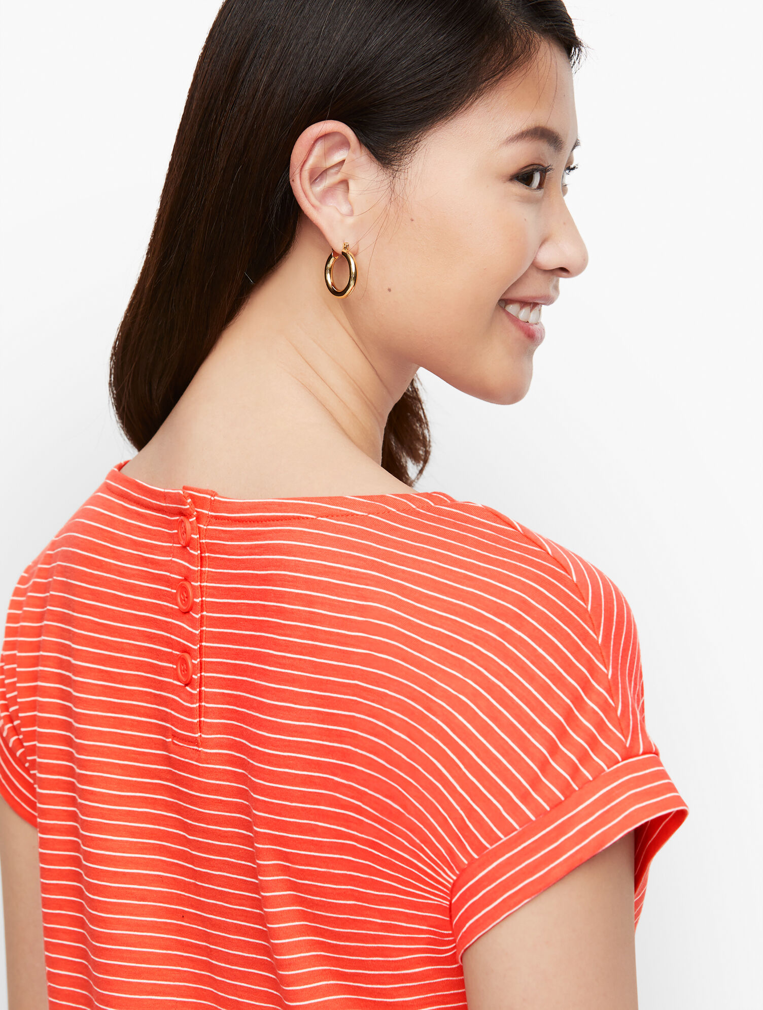 Drop Shoulder Pocket Tee - Paradise Stripe | Talbots