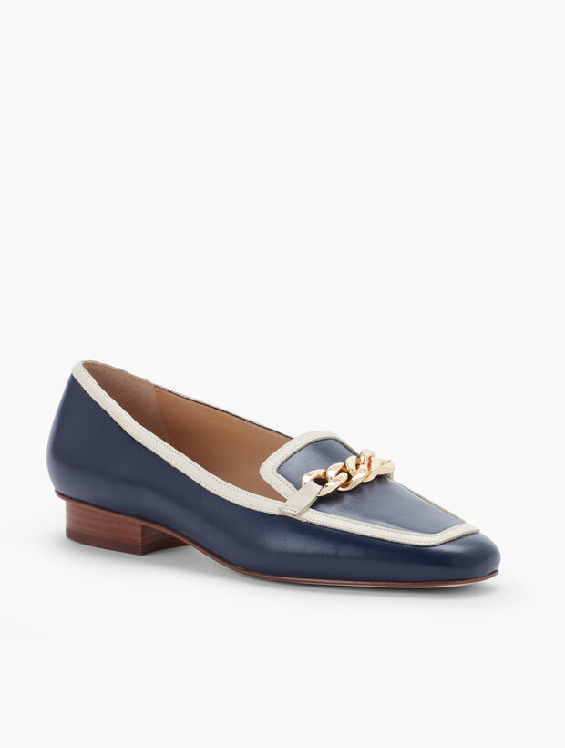 Estelle Chain Leather Loafers