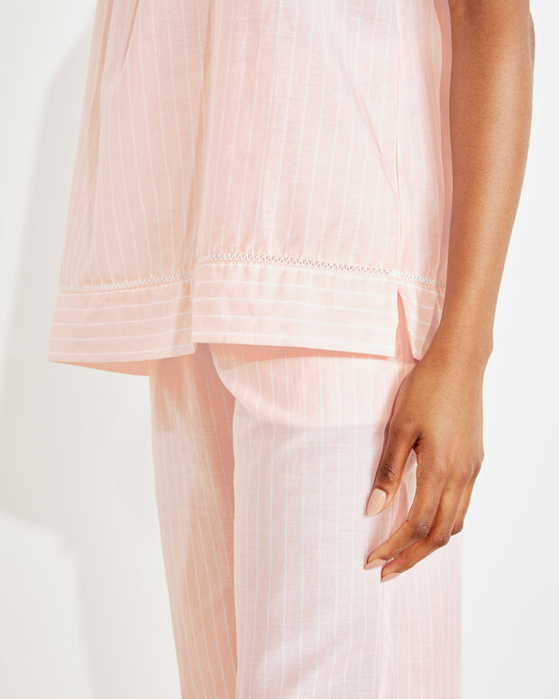 Cotton Silk Striped Pajama Top
