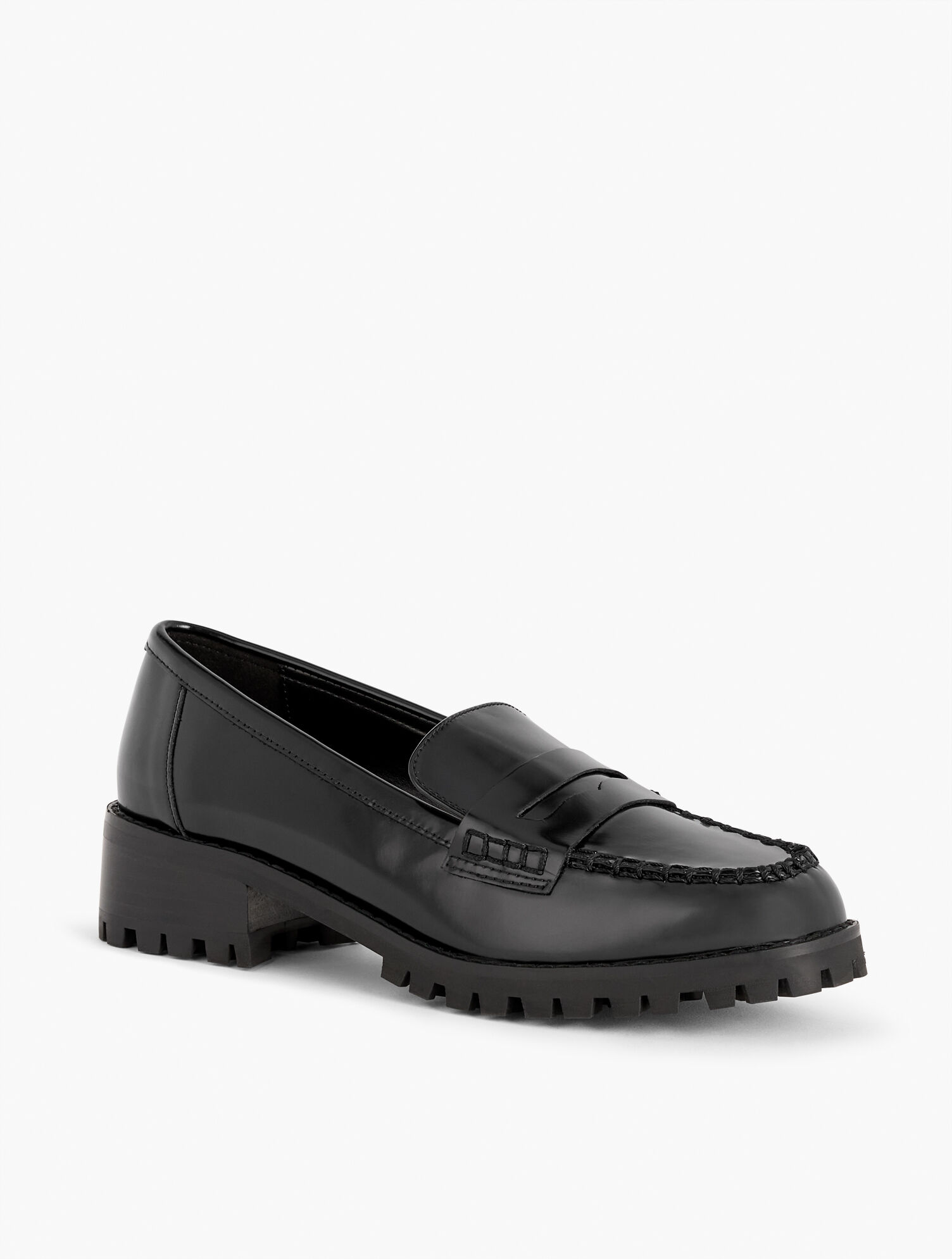 Talbots Gianna Black Leather Loafers with Gold Accent Gianna Leather Loafers | Talbots main image 2