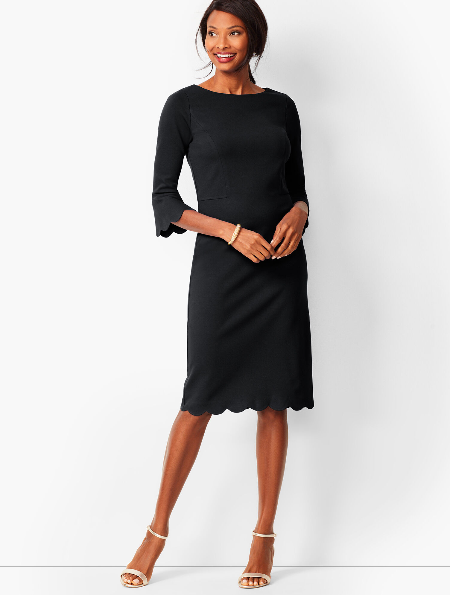 Refined Scallop-Edge Ponte Sheath Dress | Talbots