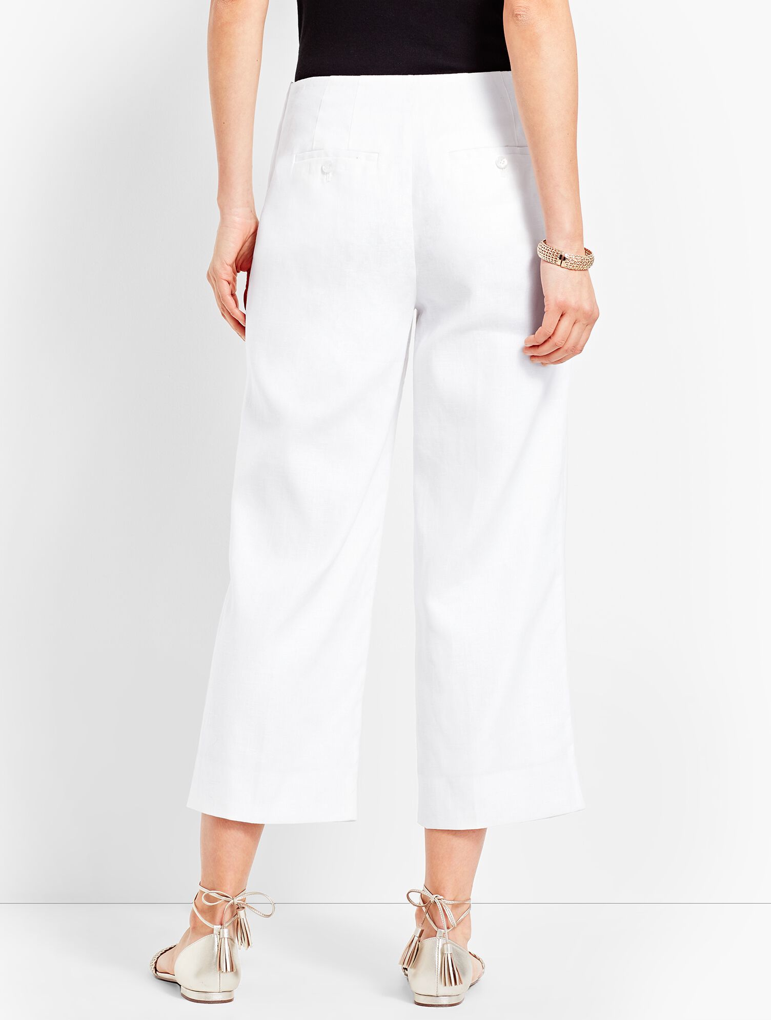 Talbots Linen Chelsea Straight-Leg Crop - Lined