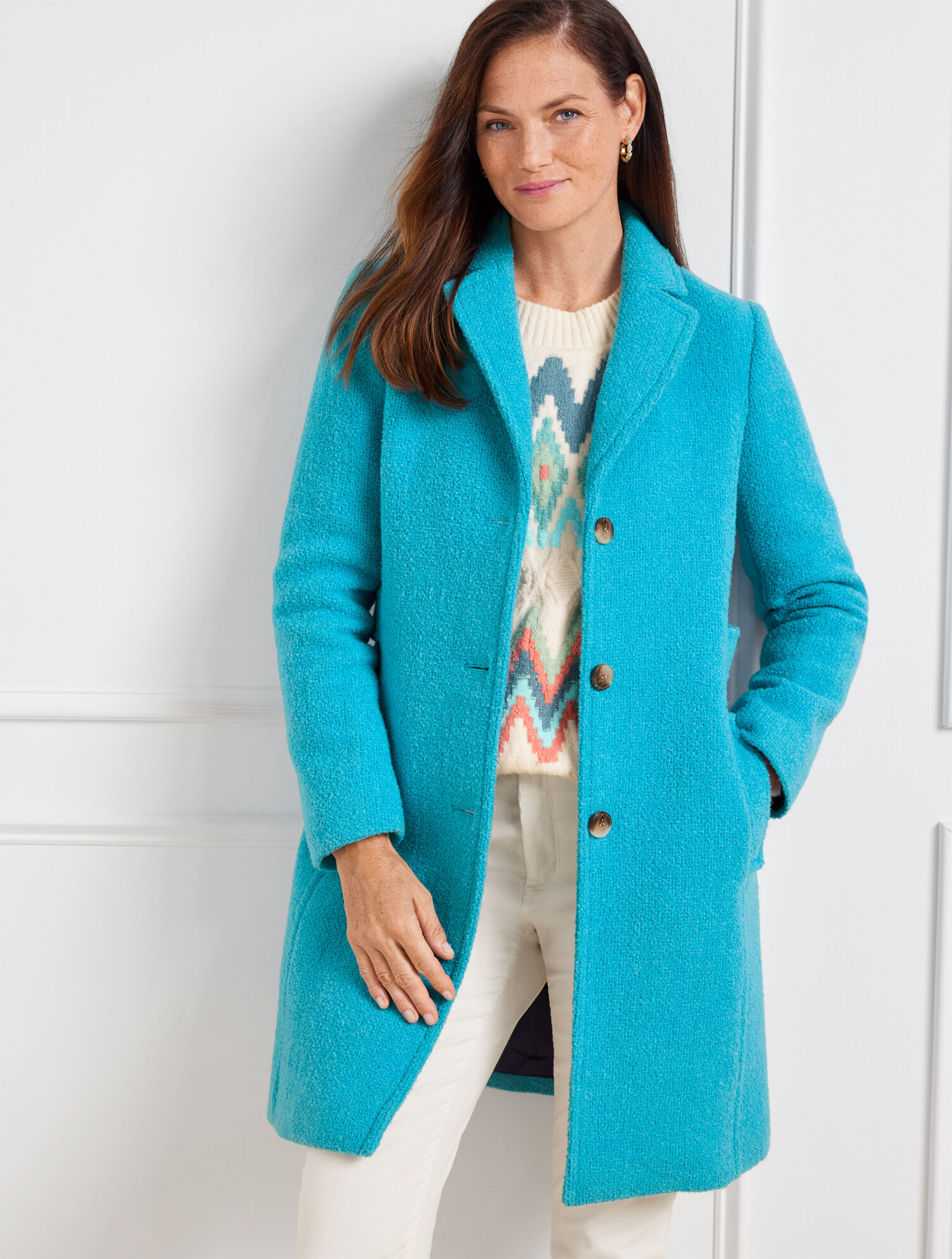 Wool Boucl&eacute; Long Coat