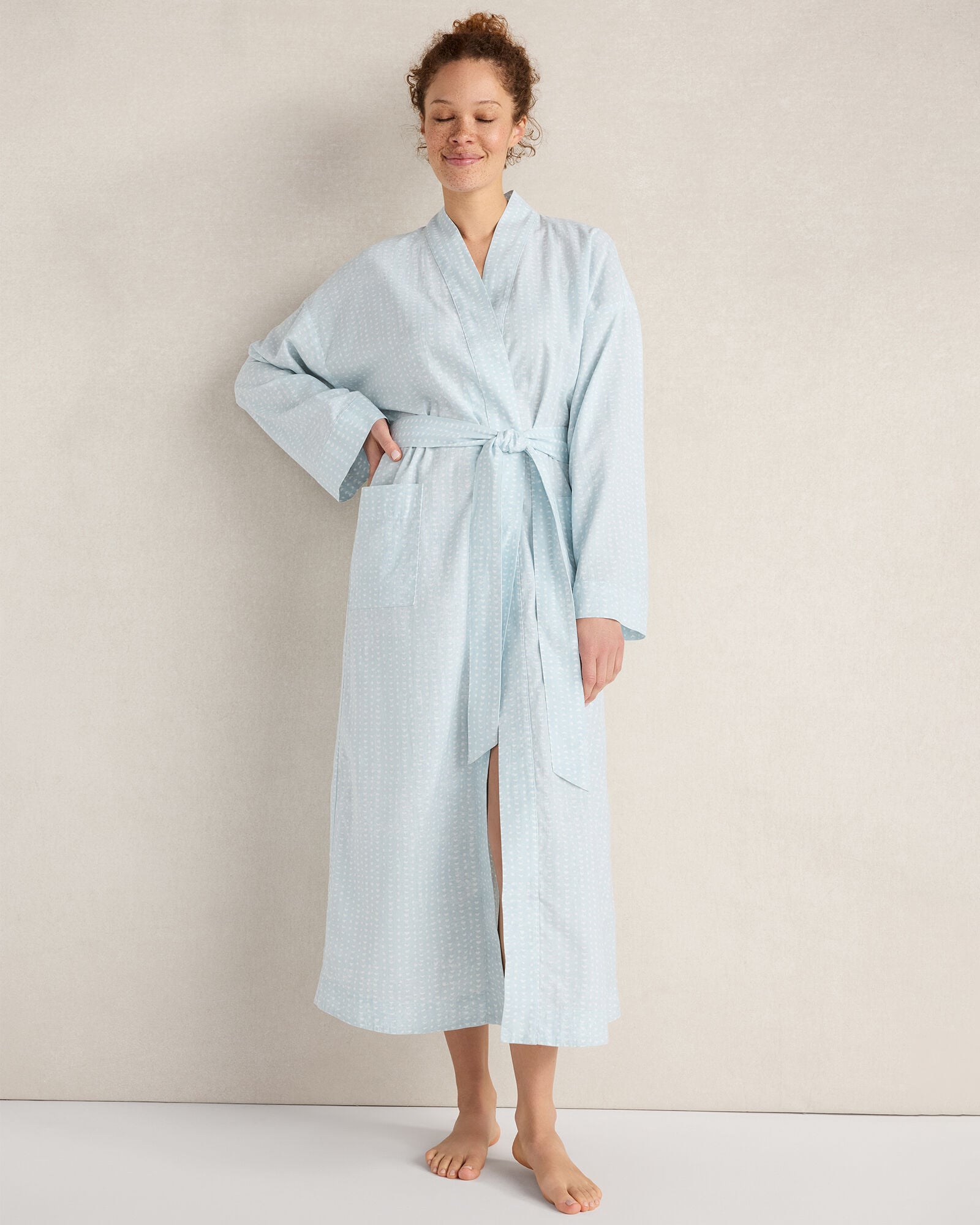 Cotton Linen Faded Dot Robe