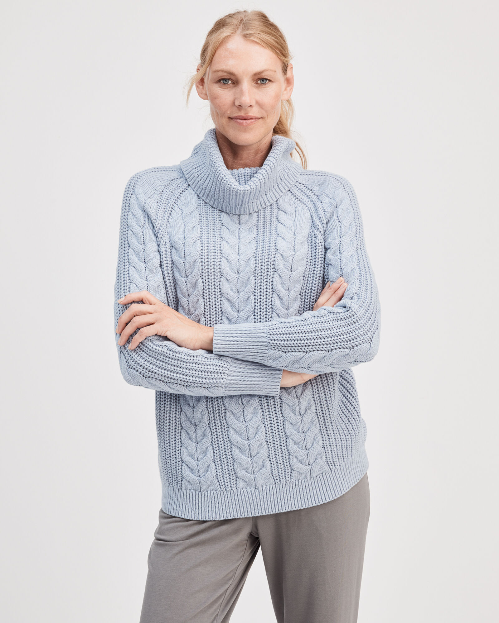 Cowlneck Cable Knit Sweater