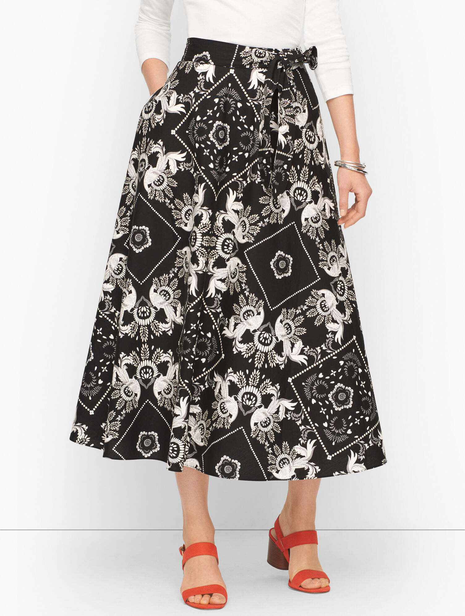 Allover Bandana Cotton Midi Skirt